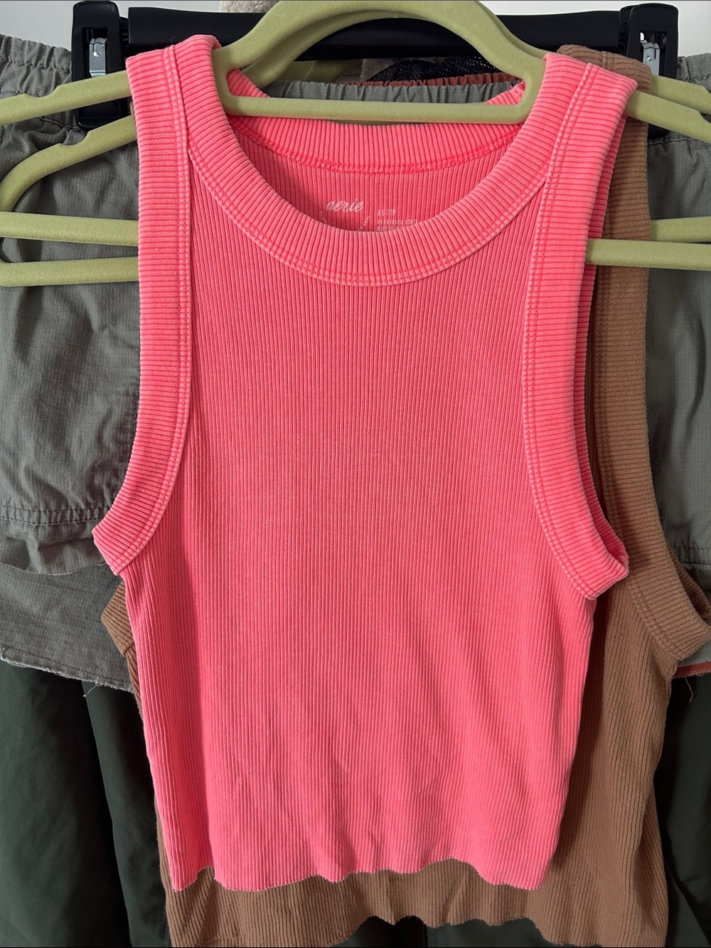 Aerie Tank. Size XS. PTP 12.5”. Stretch. Mild distressed color. Pink. Air dried
